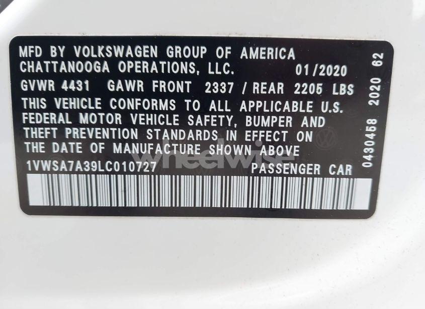 Photo 9 of 2020 Volkswagen Passat 2.0T SE (VIN 1VWSA7A39LC010727)