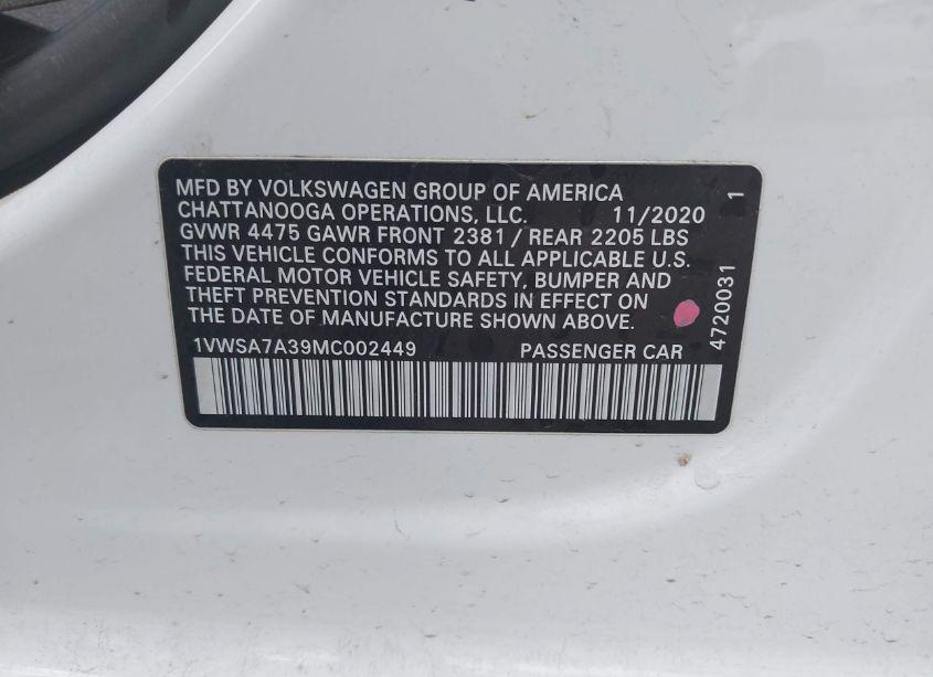 Photo 9 of 2021 Volkswagen Passat 2.0T SE (VIN 1VWSA7A39MC002449)