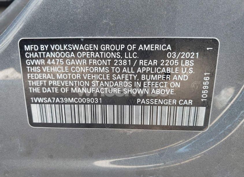 Photo 9 of 2021 Volkswagen Passat 2.0T SE (VIN 1VWSA7A39MC009031)