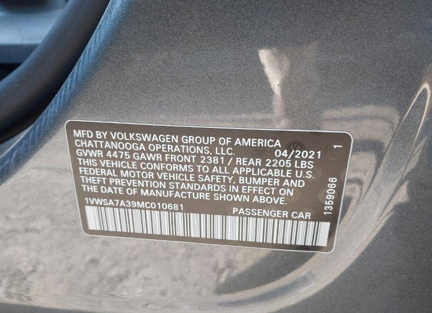 Photo 9 of 2021 Volkswagen Passat 2.0T SE (VIN 1VWSA7A39MC010681)