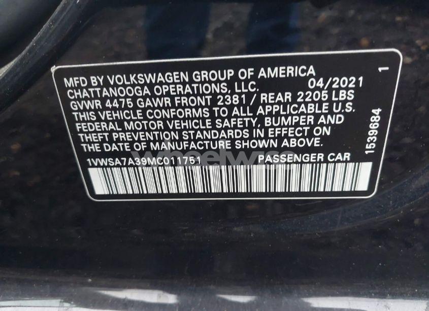 Photo 9 of 2021 Volkswagen Passat 2.0T SE (VIN 1VWSA7A39MC011751)