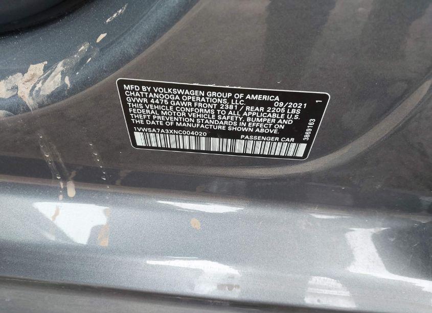 Photo 9 of 2022 Volkswagen Passat 2.0T SE (VIN 1VWSA7A3XNC004020)