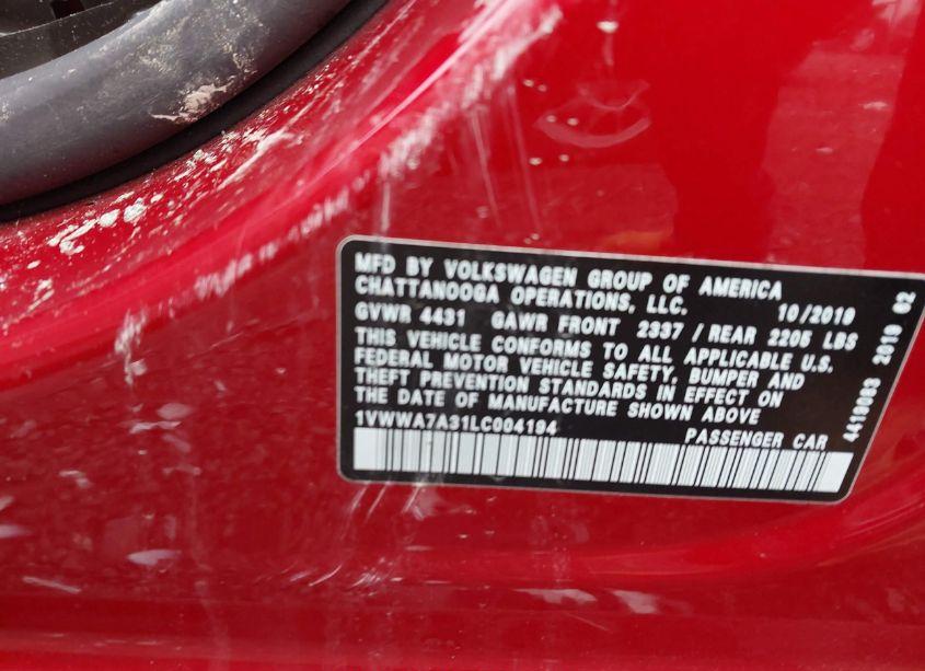 Photo 9 of 2020 Volkswagen Passat 2.0T SE (VIN 1VWWA7A31LC004194)