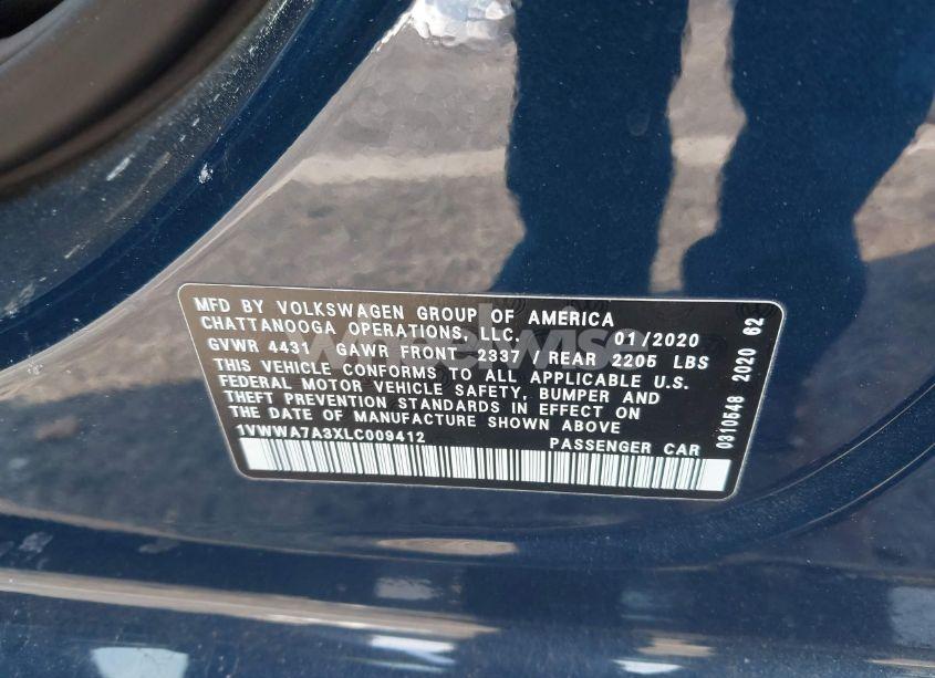 Photo 9 of 2020 Volkswagen Passat 2.0T SE (VIN 1VWWA7A3XLC009412)