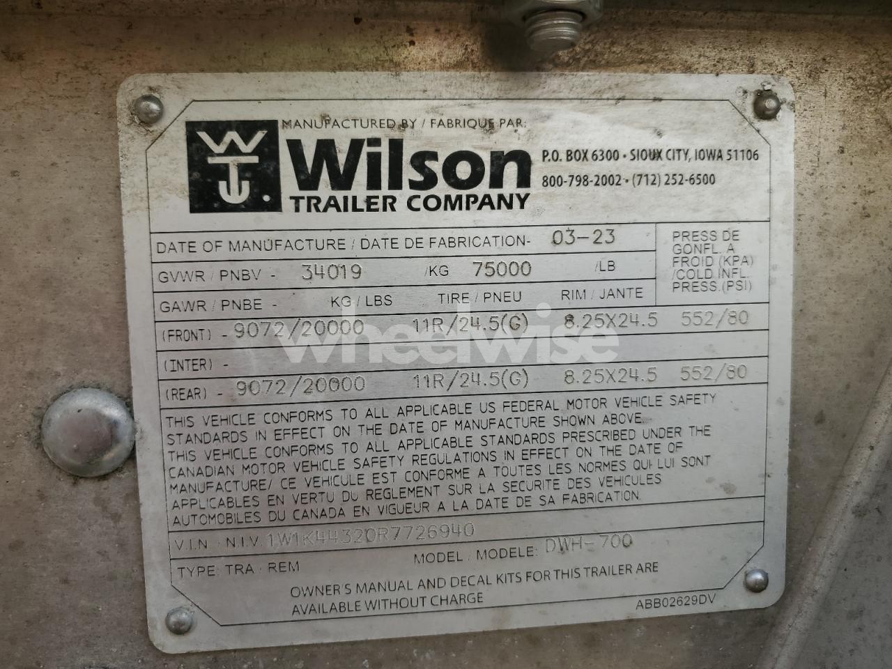 Photo 8 of 2024 WILSON HOGTRAILER HOPPER (VIN 1W1K44320R7726940)
