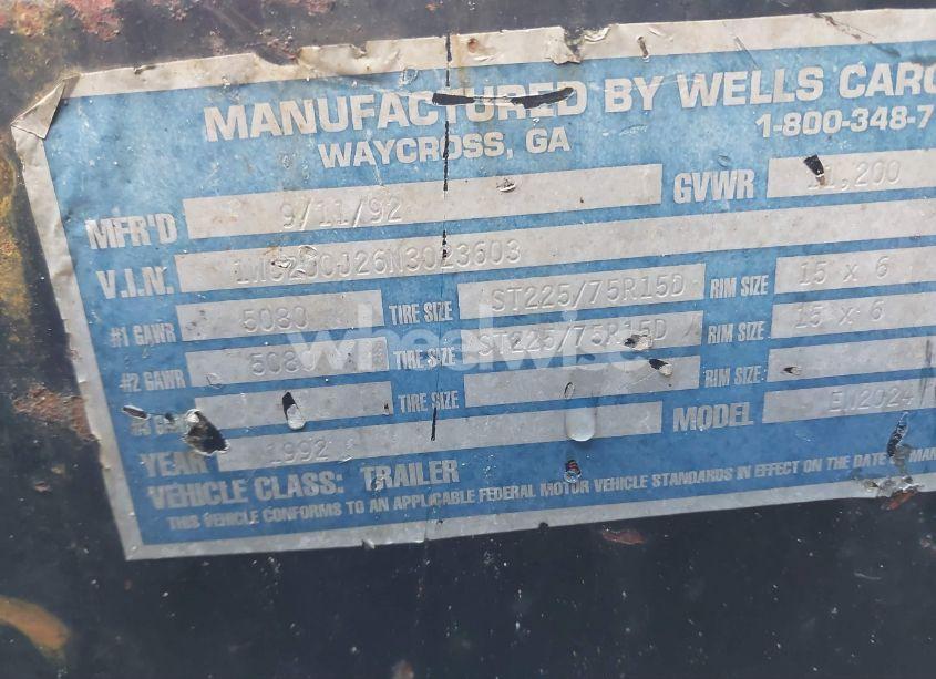 Photo 9 of 1992 Wells Cargo UNKNOWN (VIN 1WC200J26N3023603)