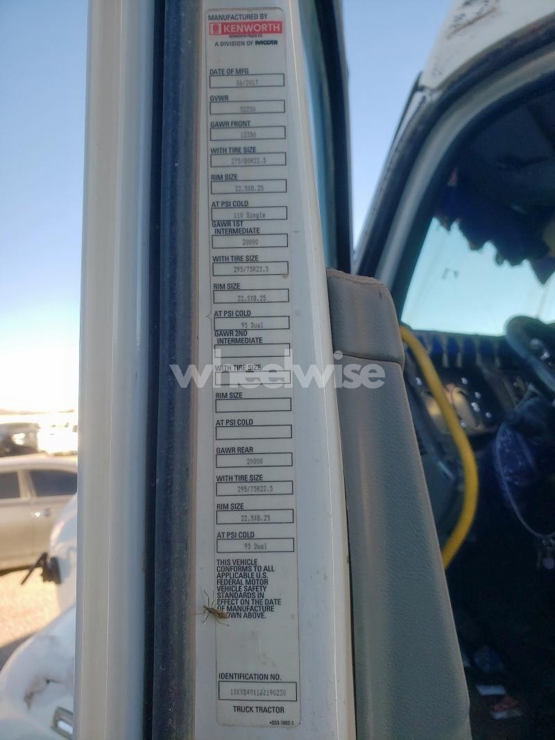 Photo 8 of 2018 KENWORTH T680 SEMI TRUCK (VIN 1XKYD49X1JJ190230)