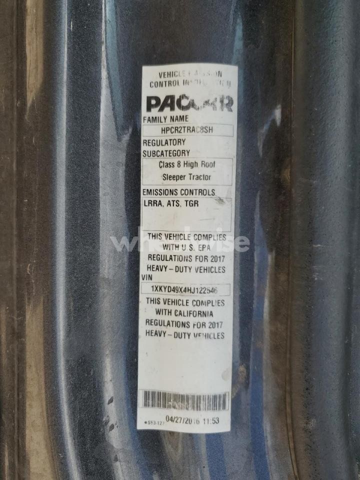 Photo 10 of 2017 KENWORTH T680 SEMI TRUCK (VIN 1XKYD49X4HJ122546)