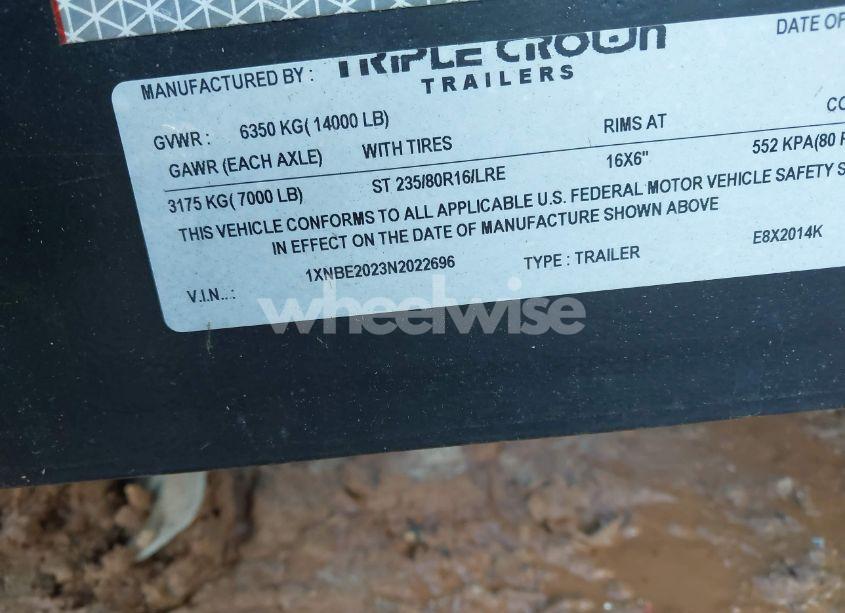 Photo 9 of 2022 Utility Trailer N/A (VIN 1XNBE2023N2022696)