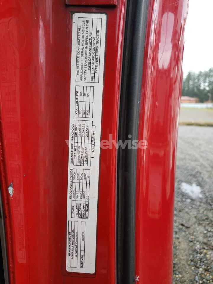 Photo 10 of 2013 PETERBILT 587 SEMI TRUCK N/A (VIN 1XP4D49XXDD190741)