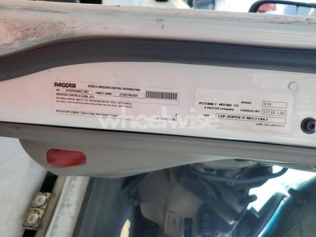 2022 PETERBILT 579 SEMI TRUCK N/A (VIN 1XPBDP9X9ND771867) main photo