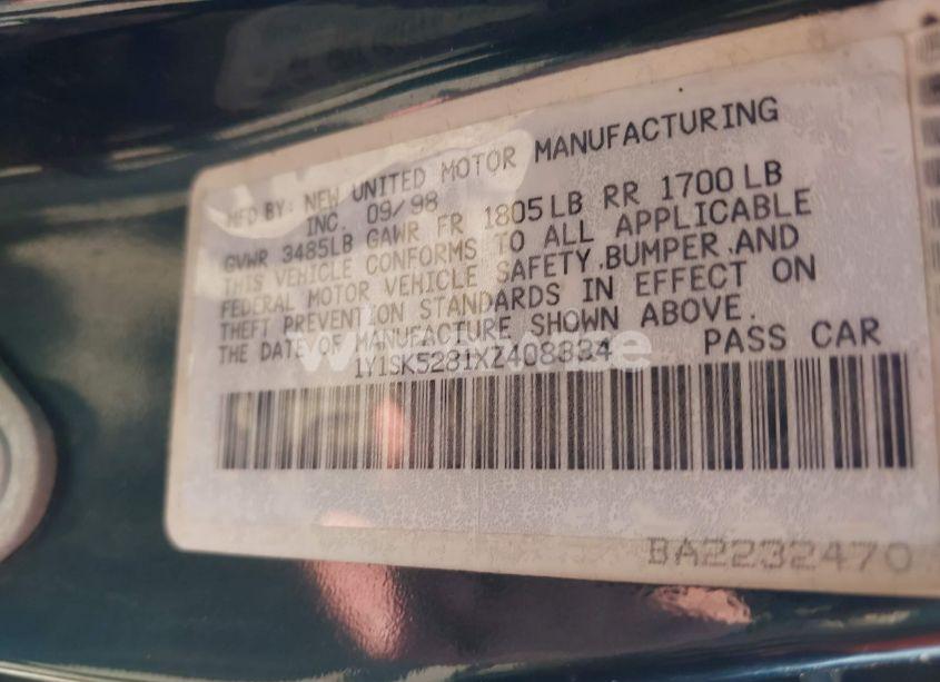 Photo 9 of 1999 Chevrolet Prizm (VIN 1Y1SK5281XZ408334)