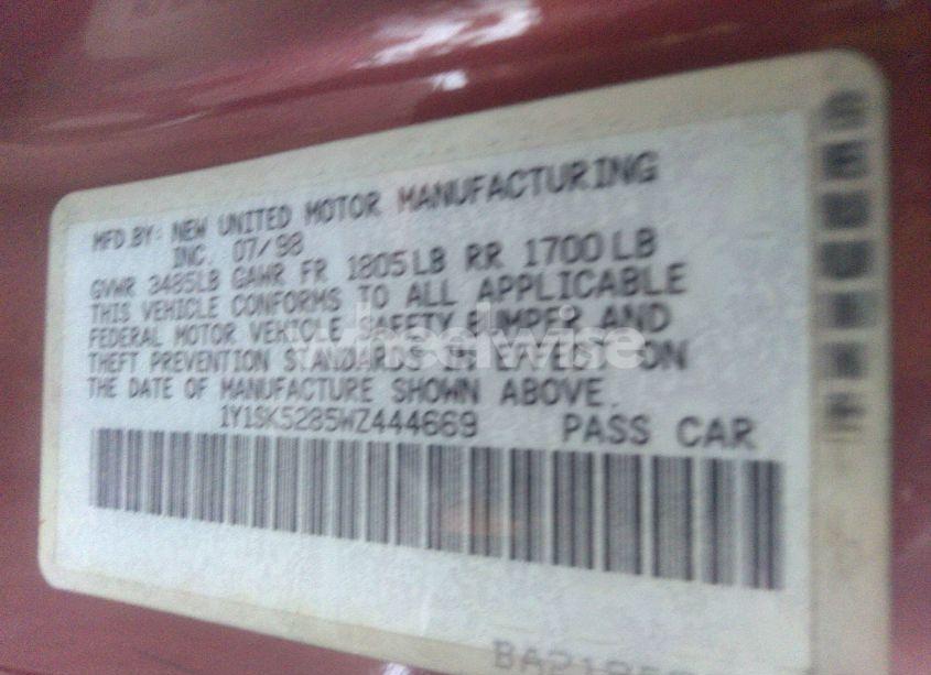 Photo 9 of 1998 Chevrolet Prizm (VIN 1Y1SK5285WZ444669)