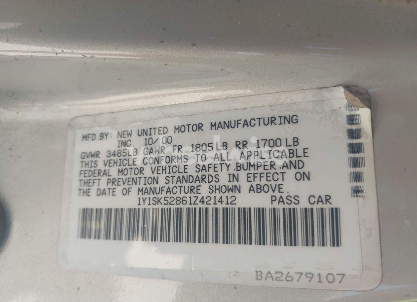 Photo 9 of 2001 Chevrolet Prizm (VIN 1Y1SK52861Z421412)