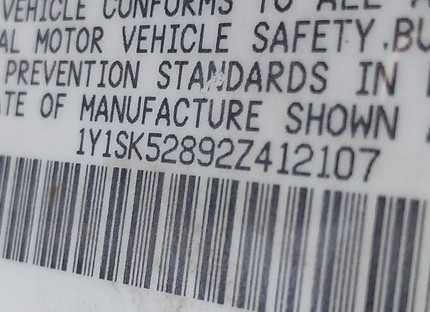 Photo 9 of 2002 Chevrolet Prizm (VIN 1Y1SK52892Z412107)