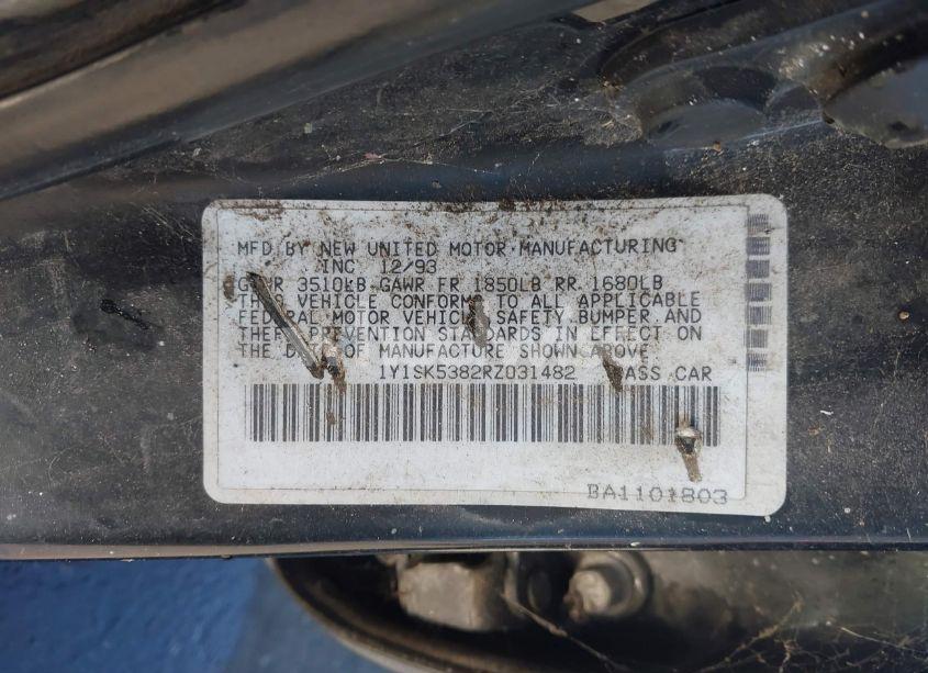 Photo 9 of 1994 Geo Prizm LSI (VIN 1Y1SK5382RZ031482)