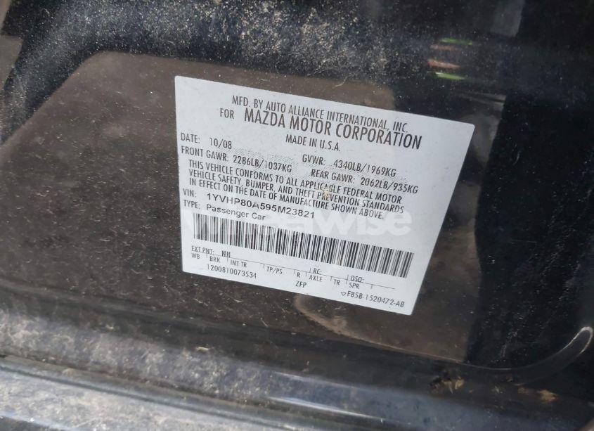 Photo 9 of 2009 Mazda Mazda6 I SV (VIN 1YVHP80A595M23821)