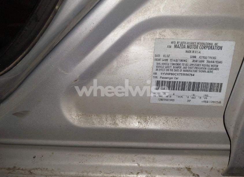 Photo 9 of 2007 Mazda Mazda6 I SPORT VE (VIN 1YVHP80CX75M56764)