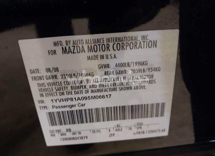 Photo 9 of 2009 Mazda Mazda6 I SPORT (VIN 1YVHP81A095M06617)