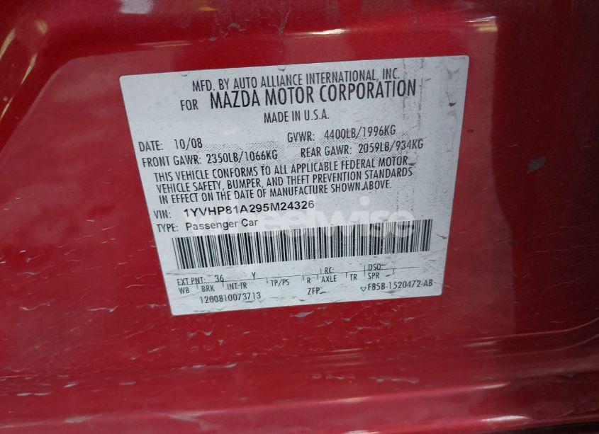 Photo 9 of 2009 Mazda Mazda6 I SPORT (VIN 1YVHP81A295M24326)