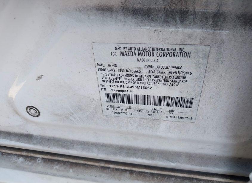 Photo 9 of 2009 Mazda Mazda6 I SPORT (VIN 1YVHP81A495M15062)