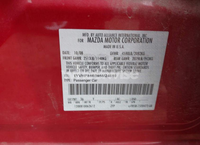 Photo 9 of 2009 Mazda Mazda6 S SPORT (VIN 1YVHP81B595M24619)