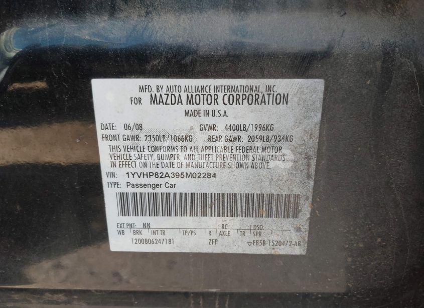 Photo 9 of 2009 Mazda Mazda6 I GRAND TOURING (VIN 1YVHP82A395M02284)