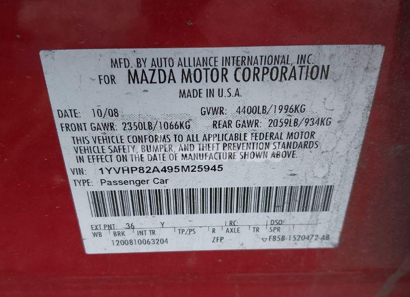 Photo 9 of 2009 Mazda Mazda6 I TOURING (VIN 1YVHP82A495M25945)