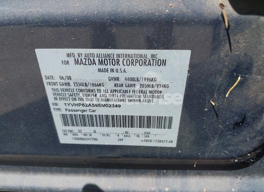 Photo 9 of 2009 Mazda Mazda6 I GRAND TOURING (VIN 1YVHP82A595M02349)