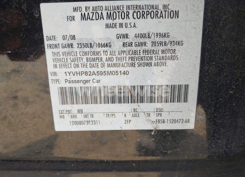 Photo 9 of 2009 Mazda Mazda6 I TOURING (VIN 1YVHP82A595M05140)