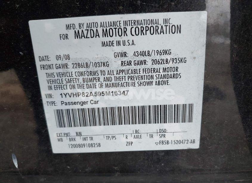 Photo 9 of 2009 Mazda Mazda6 I GRAND TOURING (VIN 1YVHP82A595M16347)