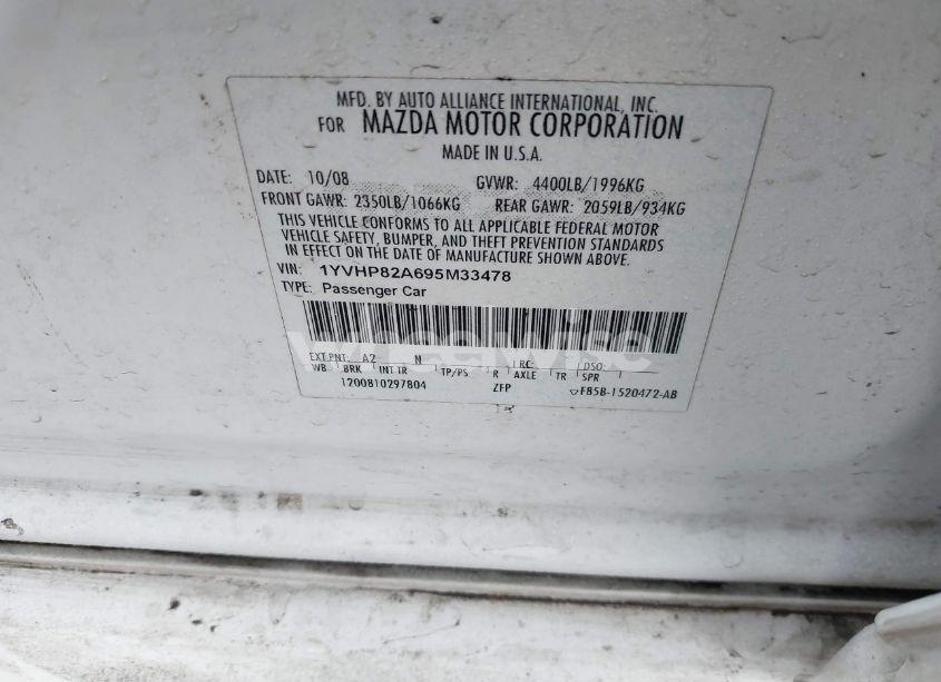 Photo 9 of 2009 Mazda Mazda6 I GRAND TOURING (VIN 1YVHP82A695M33478)