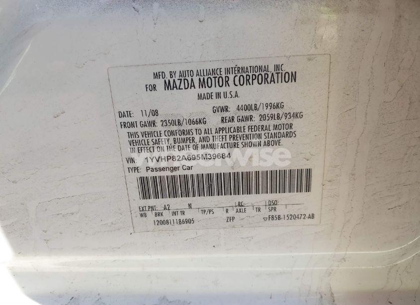 Photo 9 of 2009 Mazda Mazda6 (VIN 1YVHP82A695M39684)