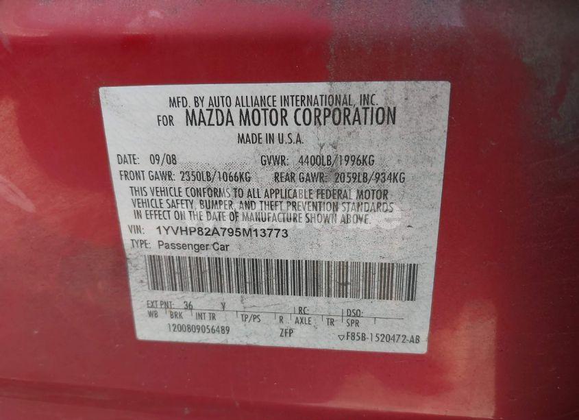 Photo 9 of 2009 Mazda Mazda6 I TOURING (VIN 1YVHP82A795M13773)