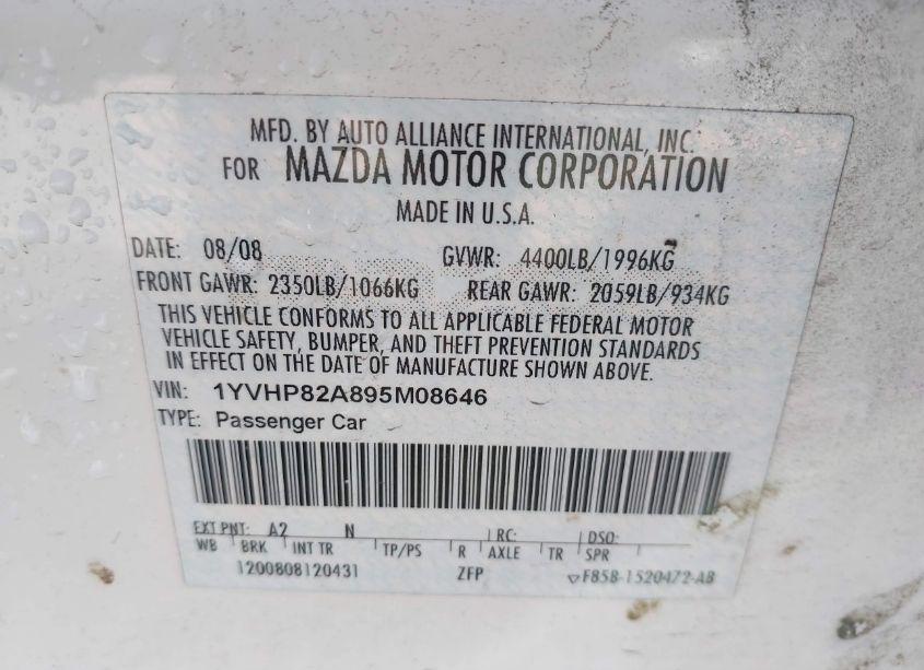 Photo 9 of 2009 Mazda Mazda6 I GRAND TOURING (VIN 1YVHP82A895M08646)