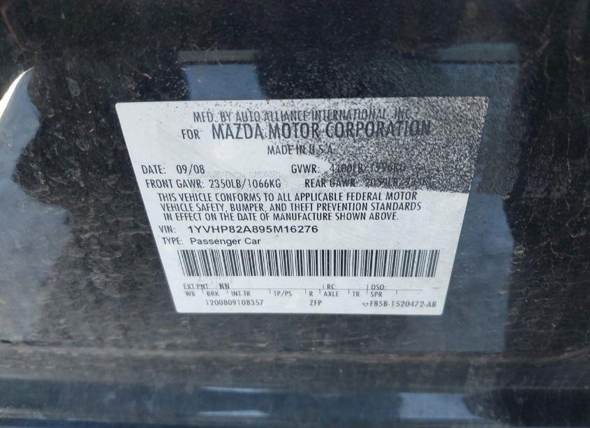 Photo 9 of 2009 Mazda Mazda6 I TOURING (VIN 1YVHP82A895M16276)