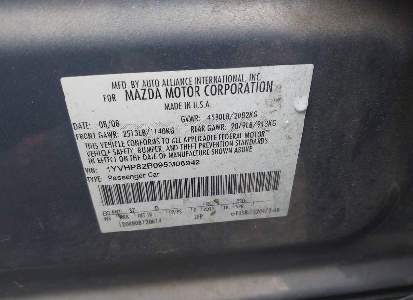 Photo 9 of 2009 Mazda Mazda6 S TOURING (VIN 1YVHP82B095M08942)