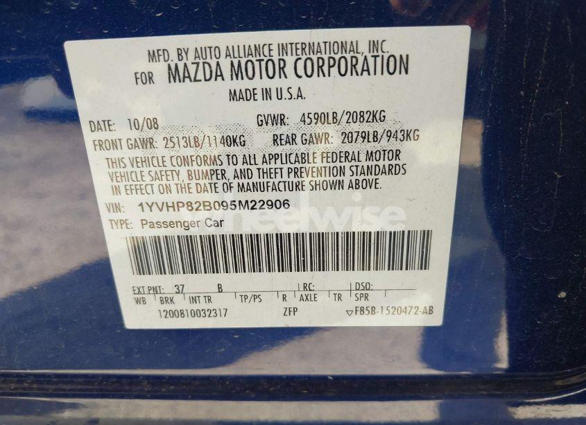 Photo 9 of 2009 Mazda Mazda6 S GRAND TOURING (VIN 1YVHP82B095M22906)