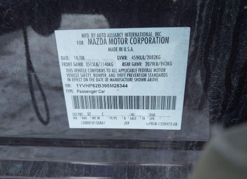 Photo 9 of 2009 Mazda Mazda6 S TOURING (VIN 1YVHP82B395M28344)