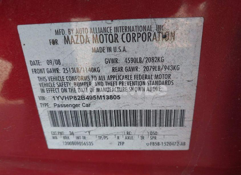 Photo 9 of 2009 Mazda Mazda6 S GRAND TOURING (VIN 1YVHP82B495M13805)
