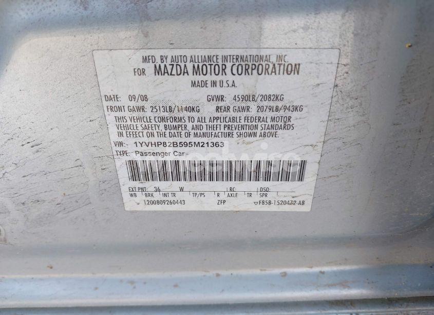 Photo 9 of 2009 Mazda Mazda6 S GRAND TOURING (VIN 1YVHP82B595M21363)