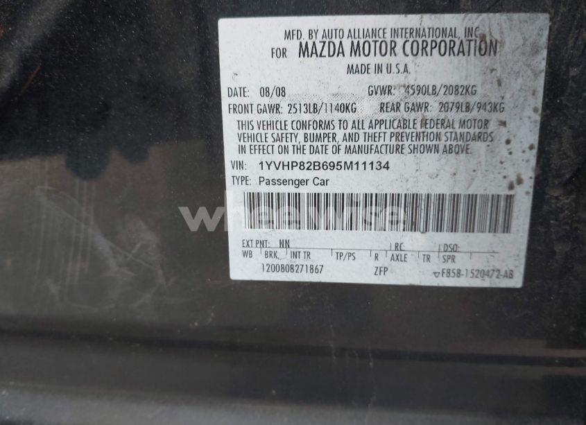 Photo 9 of 2009 Mazda Mazda6 S GRAND TOURING (VIN 1YVHP82B695M11134)