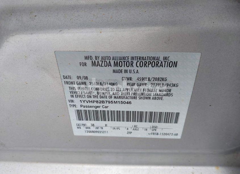 Photo 9 of 2009 Mazda Mazda6 S TOURING (VIN 1YVHP82B795M15046)