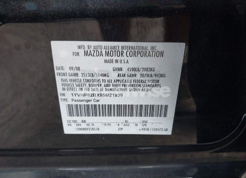 Photo 9 of 2009 Mazda Mazda6 S GRAND TOURING (VIN 1YVHP82BX95M21939)