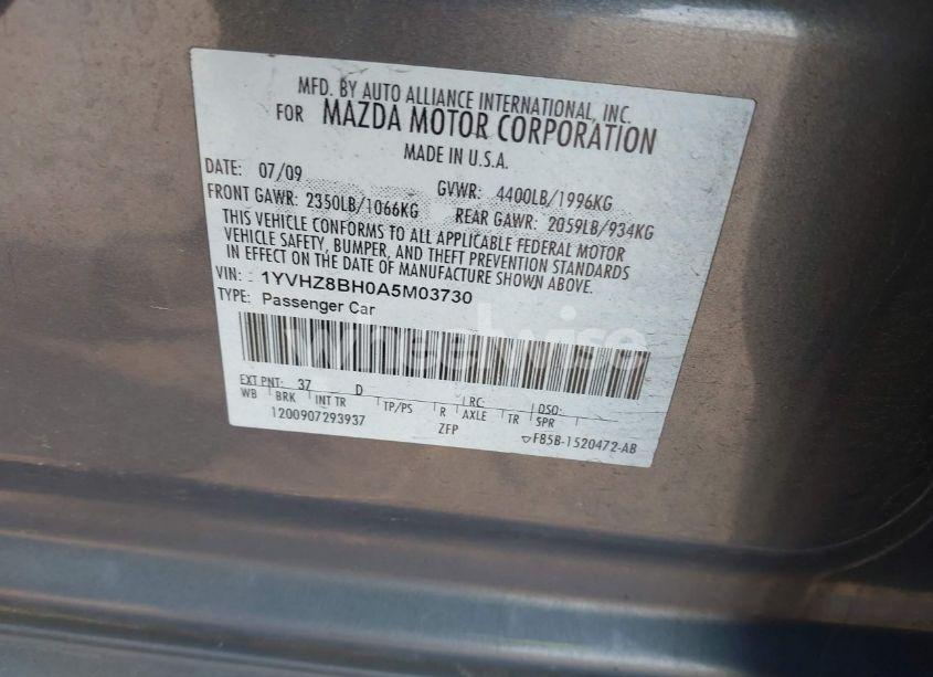 Photo 9 of 2010 Mazda Mazda6 I SPORT (VIN 1YVHZ8BH0A5M03730)