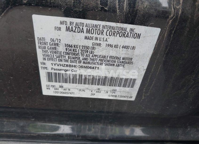 Photo 9 of 2013 Mazda Mazda6 I SPORT (VIN 1YVHZ8BH0D5M06471)