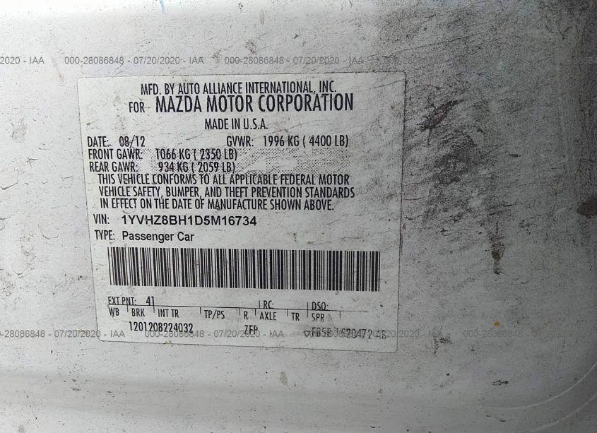 Photo 9 of 2013 Mazda Mazda6 I SPORT (VIN 1YVHZ8BH1D5M16734)