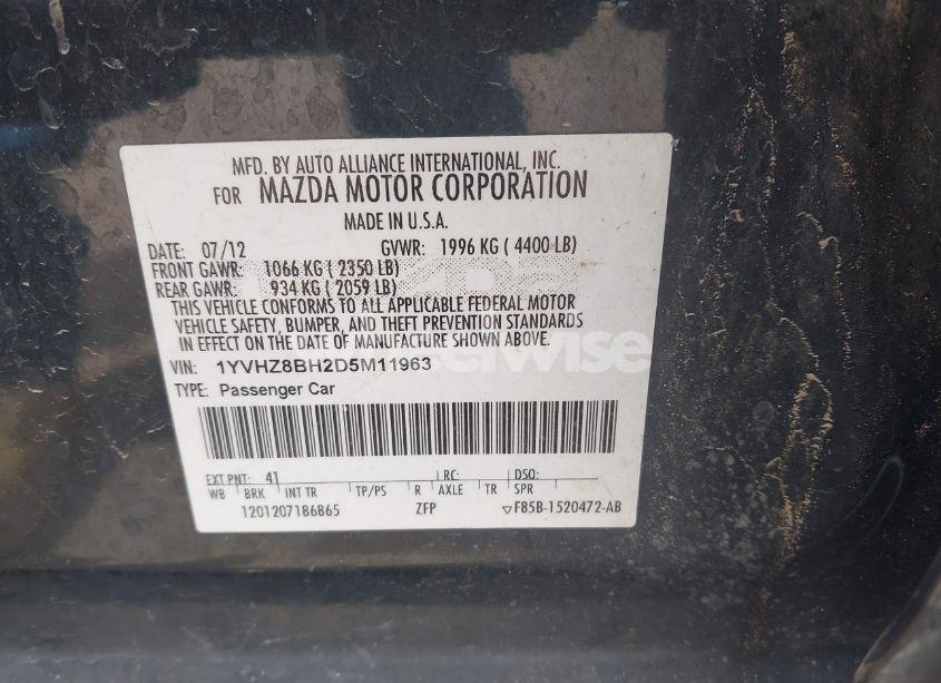 Photo 9 of 2013 Mazda Mazda6 I SPORT (VIN 1YVHZ8BH2D5M11963)