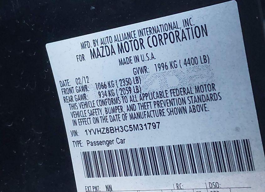 Photo 9 of 2012 Mazda Mazda6 (VIN 1YVHZ8BH3C5M31797)