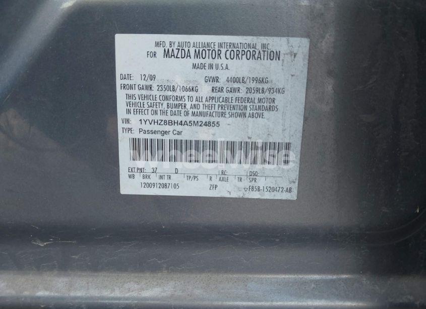 Photo 9 of 2010 Mazda Mazda6 I SPORT (VIN 1YVHZ8BH4A5M24855)